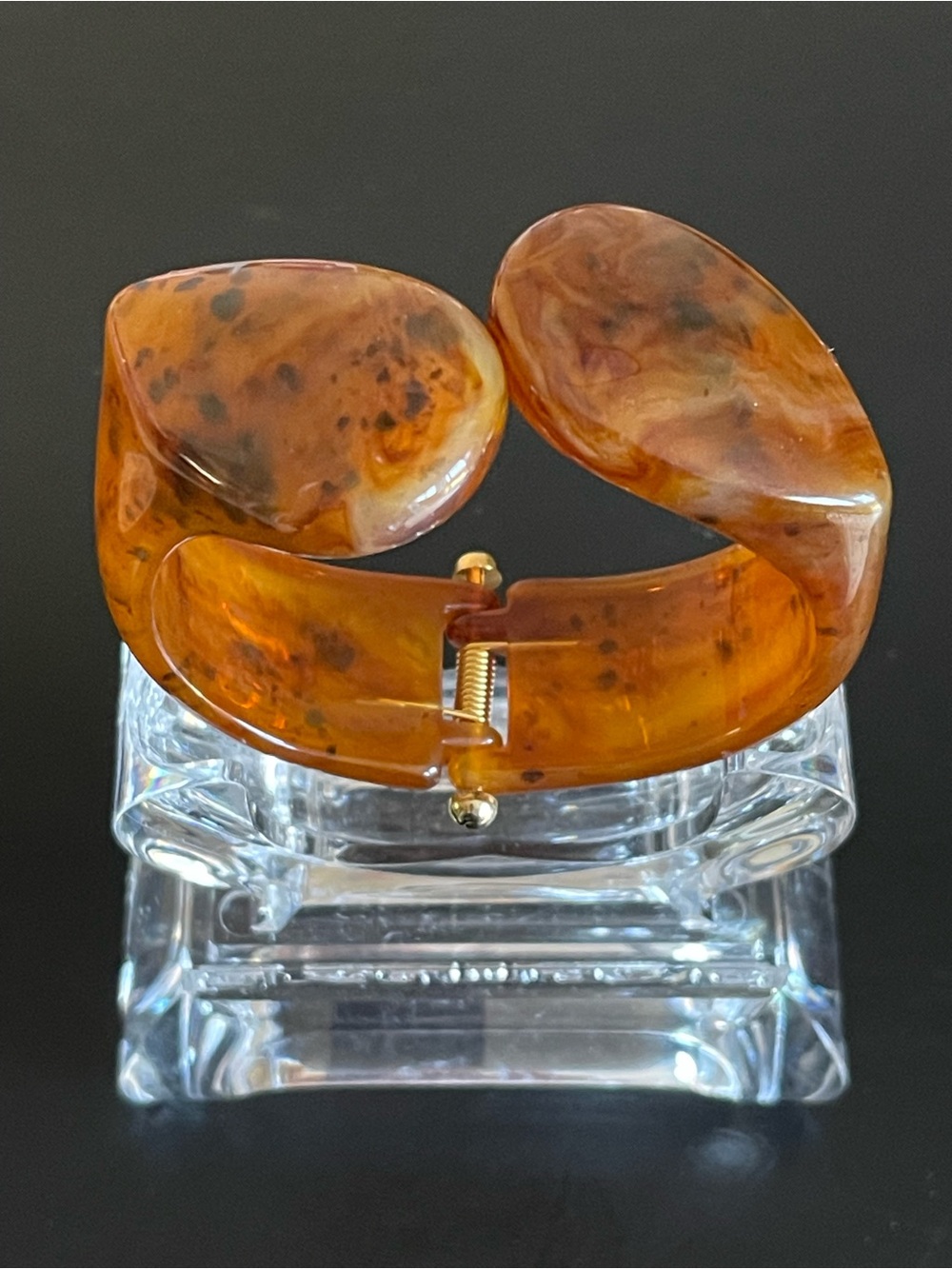 Angela Caputi Amber color Resin hinged clamper Bracelet.